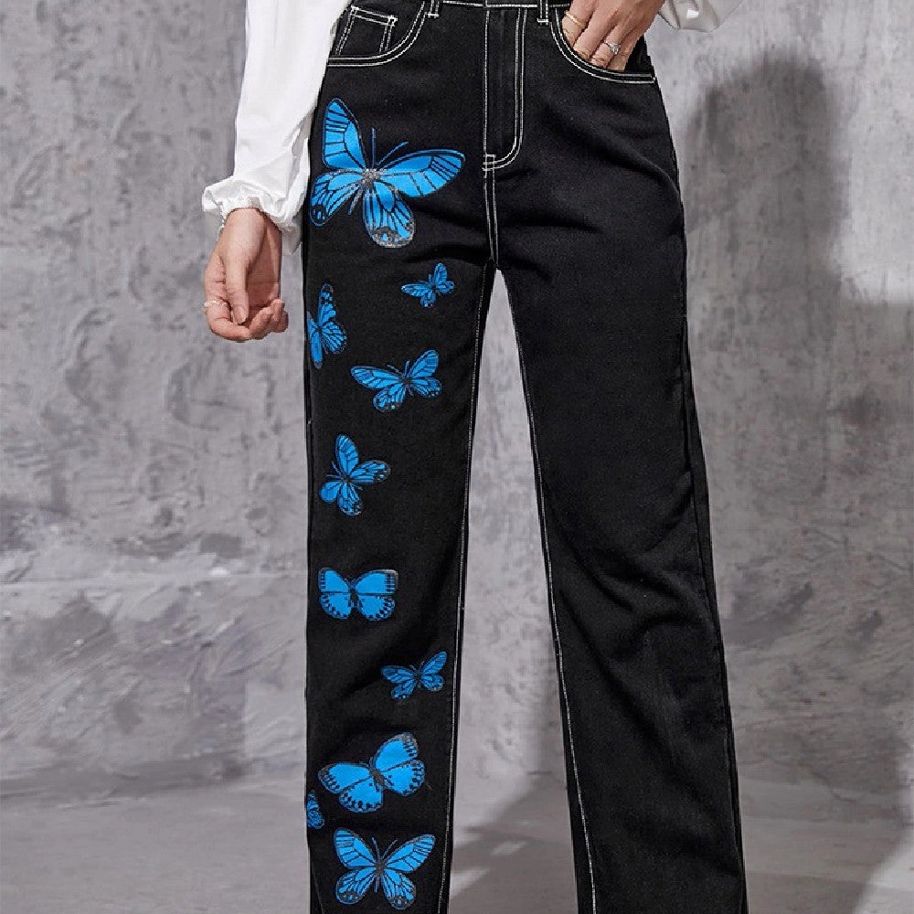 Women's Straight Tube Dark Blue Trousers Elegant Urban Explorer Athlete Fit