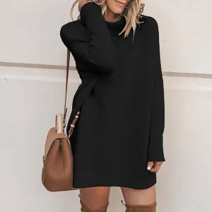 Chic Balance Women's Solid Color Winter Knit Dress