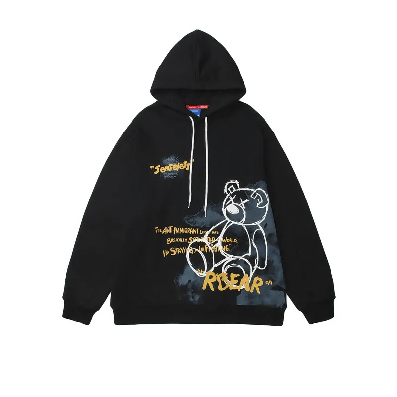 Bear Graphic Print Hoodie product mass production efficiency