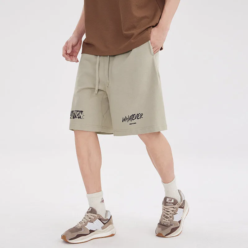 Men's Loose Casual Straight-leg Middle Pants AdjustableDrawstring Stain Resistant Treatment