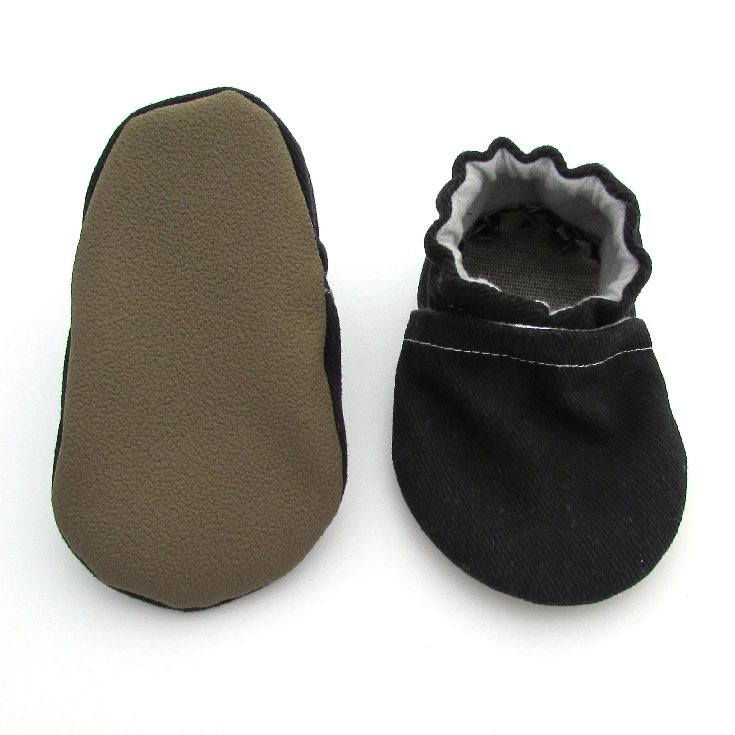Black Brushed Denim Baby Shoes Responsive Cushioning System