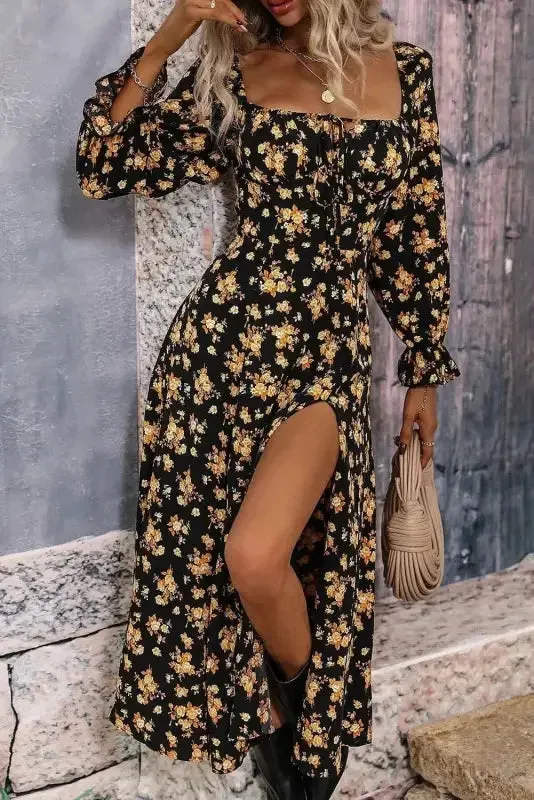 Black Floral Slit Dress Virtual Fit Screen Core