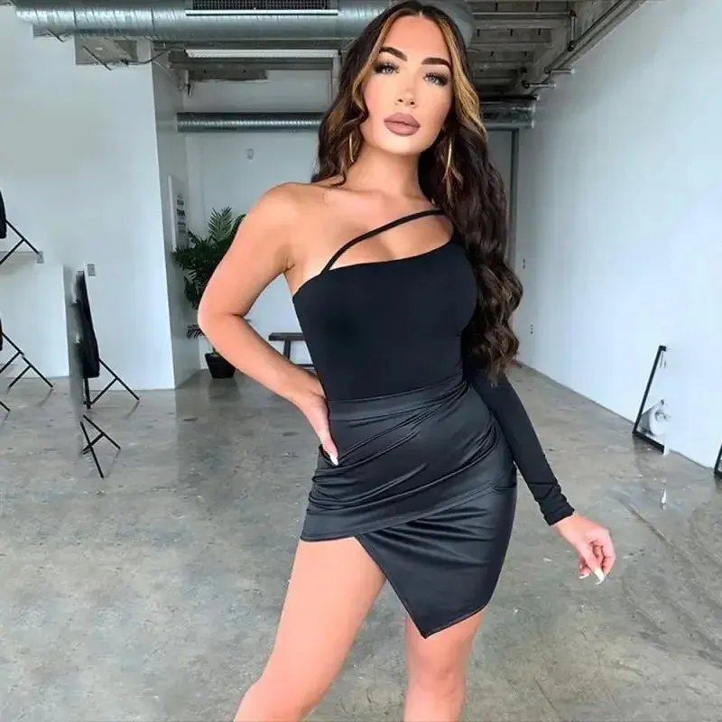 Handmade Fit Joy Ease Black One Shoulder bodysuit