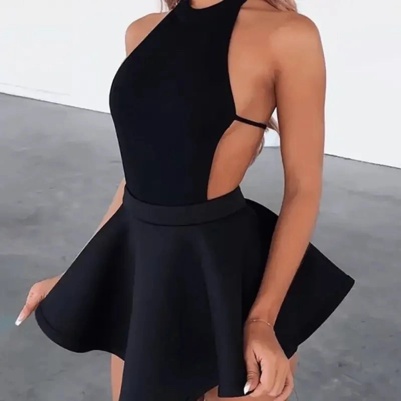 Black Halter Bandage Dress Stage Feel
