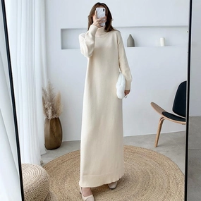 Back Glow Black knitted dress long skirt