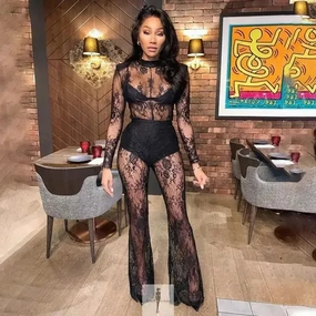 Black Lace Perspective Jumpsuit Dinner Kids Night Flexible
