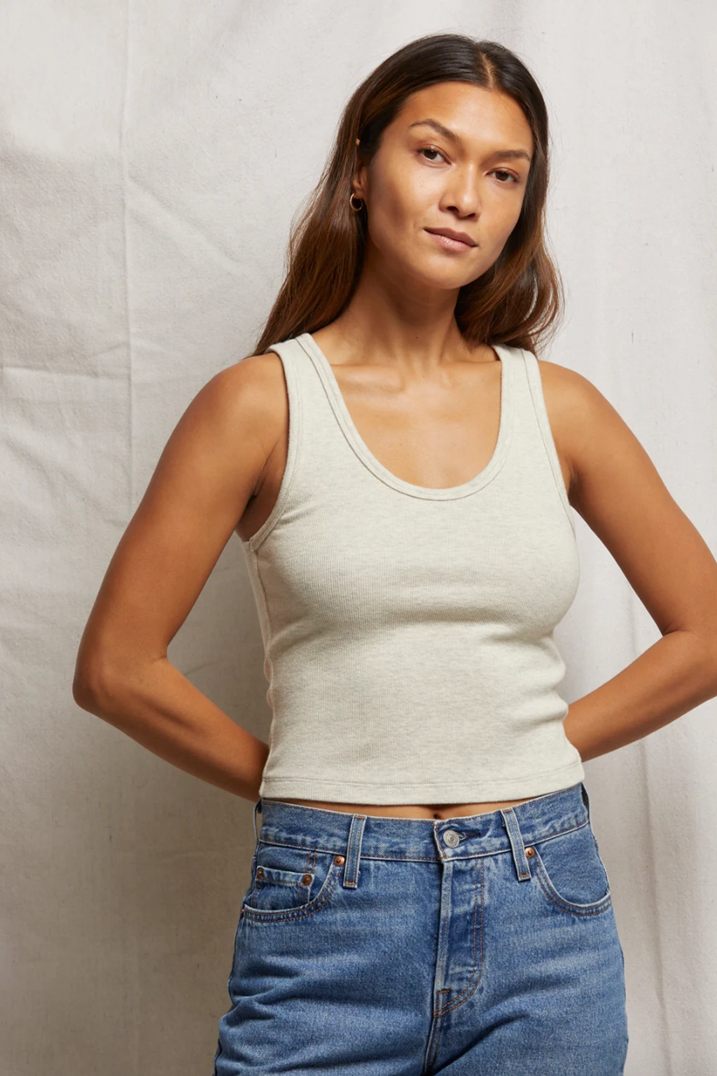 Bonded Seam Technique Roll Up Sleeve Design Blondie Rib Tank