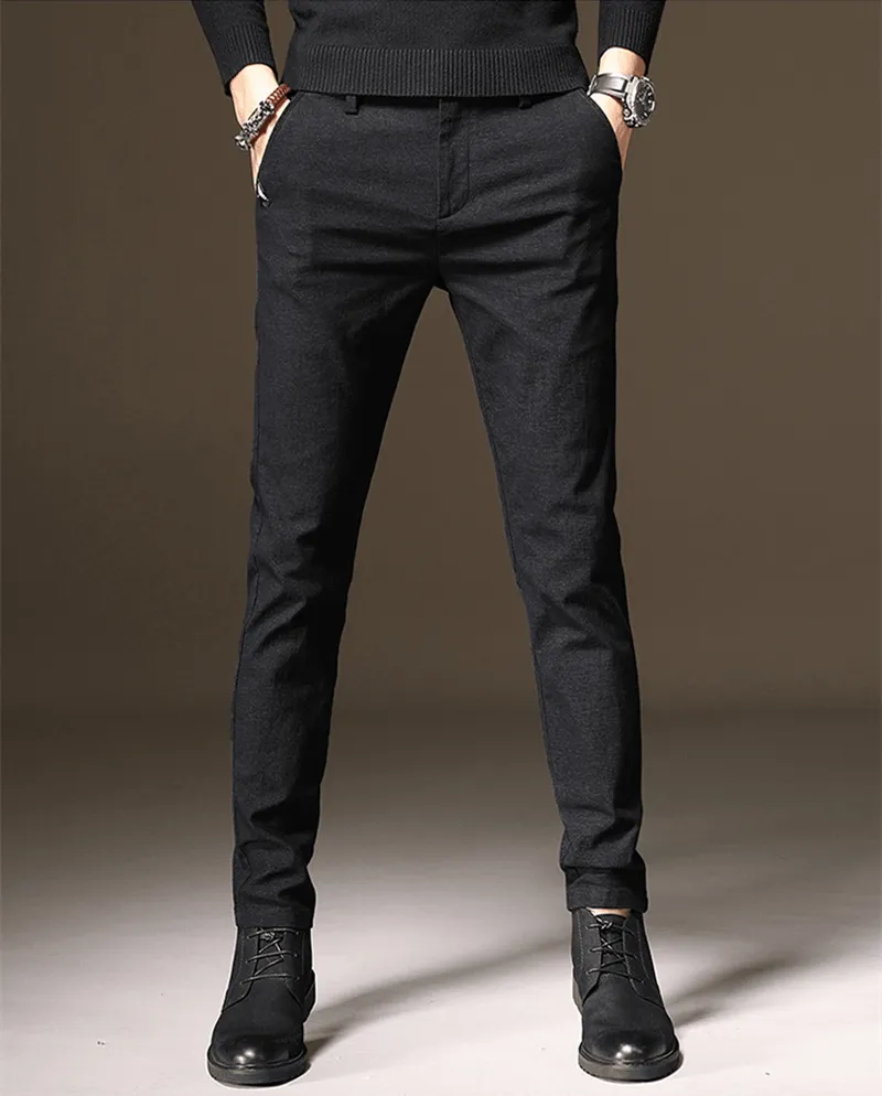 Tagless Labeling Young Men'S Slim Fit Elastic Pencil Pants