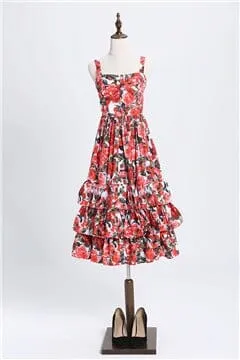 Women's Red Roses Dress Comfort Stretch Smooth-Finish