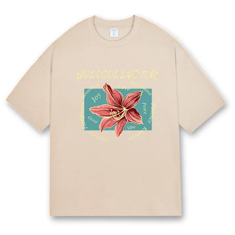 Relaxed Top Quick-Dry Fabric Vintage Flower Print Men's And Women's Tops