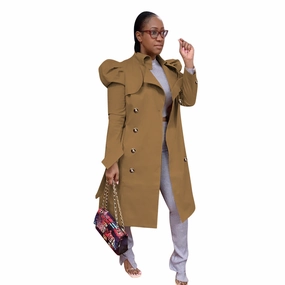 Go To Layer Stretchable Material Pure Color All-match Long Trench Coat Women's Clothing