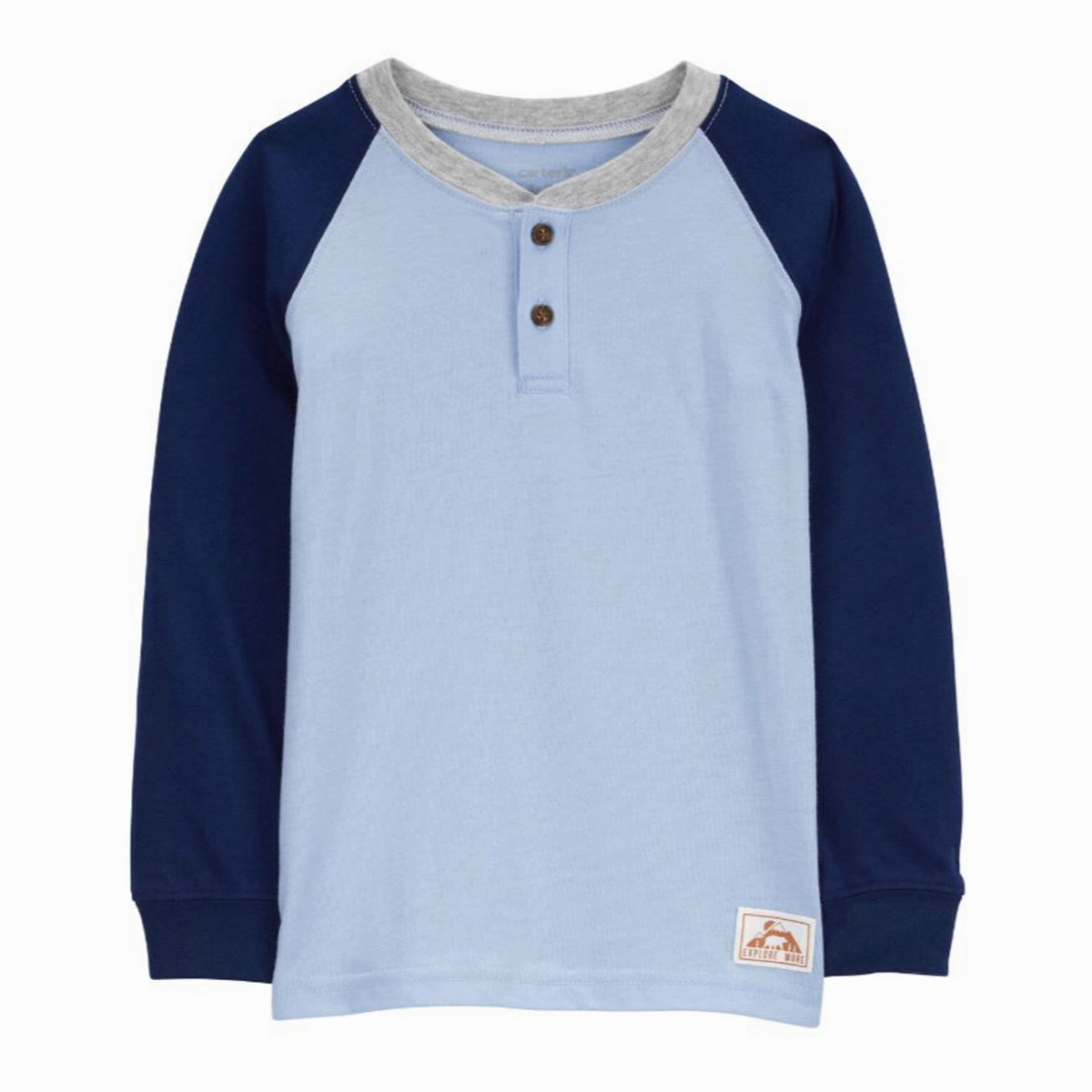 GarmentWashedFinish Boy's Raglan-Sleeve Henley Tee