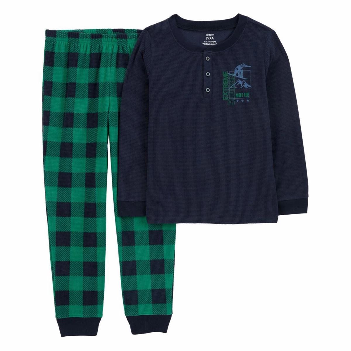 Recycled Polyester HiddenStoragePocket Boys' 2-Piece Plaid Fleece Pajama Set 3R936610
