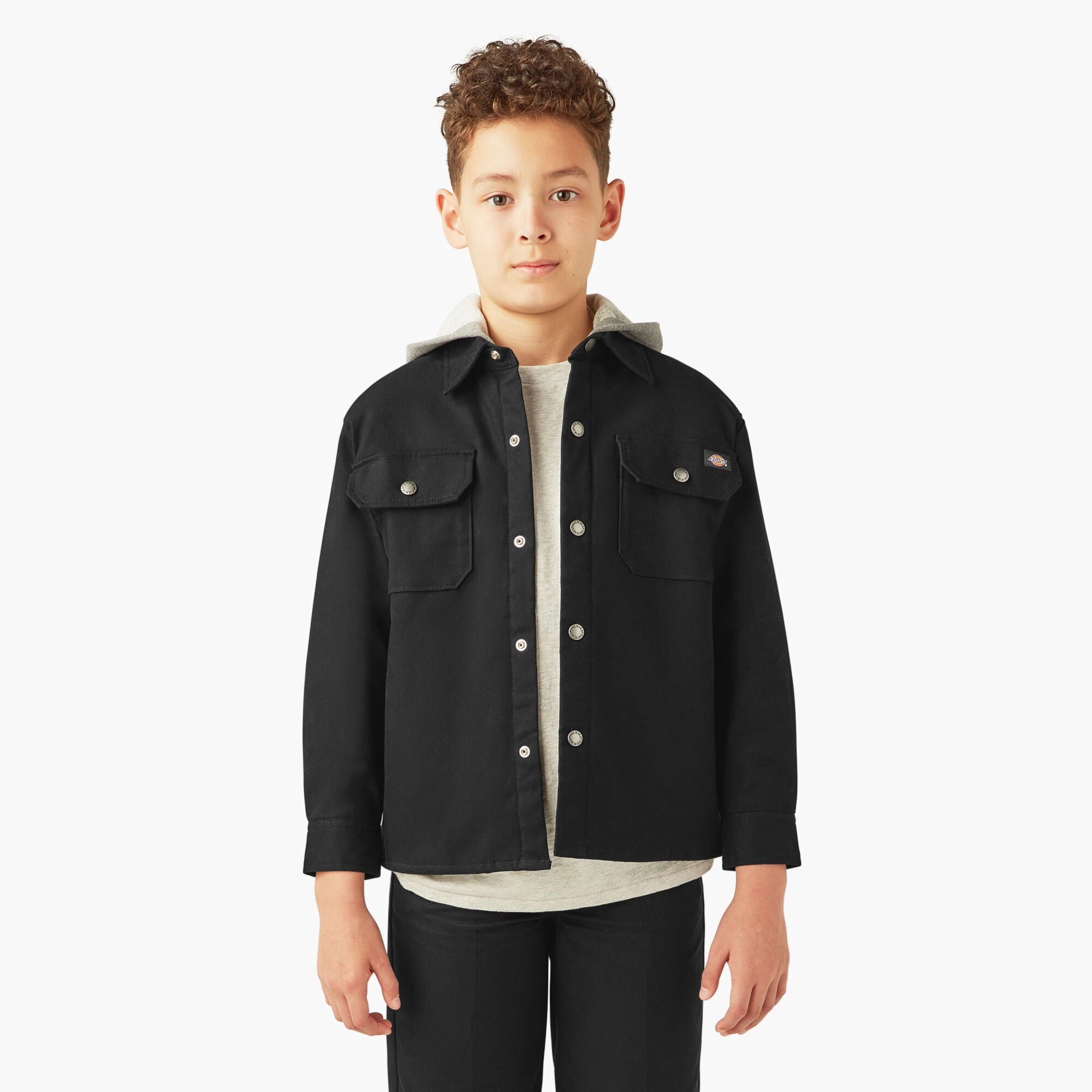 Full Coverage Fit Placket Detailing Boys' Duck Shirt Jacket A85WW