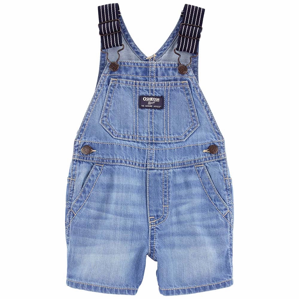 Boys' Hickory Stripe Strap Denim Shortalls 1Q891010 retro look Elastic Edge Binding