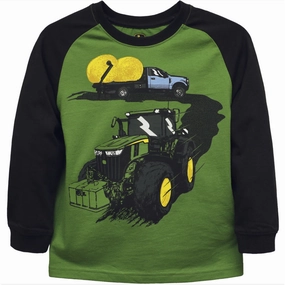 Boys' Long-Sleeve Hay Tractor Tee J4T158GC LowProfile Zipper Recycled Material Blend