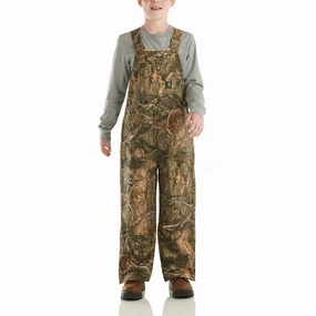 MoistureWicking Boys' Loose Fit Canvas Insulated Camo Bib Overalls CM8755