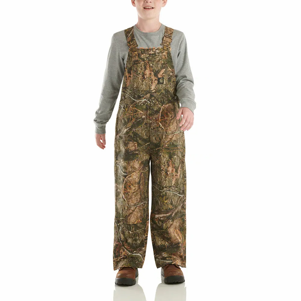 QuickDry Technology Breathable Knit Fabric Boys' Loose Fit Canvas Insulated Camo Bib Overalls CM8755