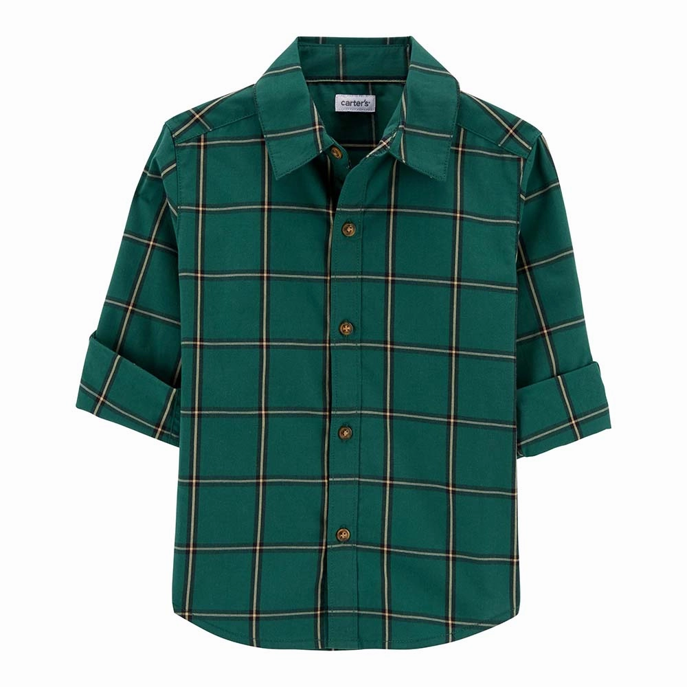 NeutralPalette Boys' Plaid Button-Front Poplin Shirt