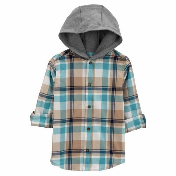 Snag Resistant Surface FlatlockSeamTechnique Boys' Plaid Button-Front Shirt 3R329410-981