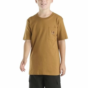 Boys' Short Sleeve Tonal Pocket T-Shirt CA6656 Layered Collar MinimalistDesign