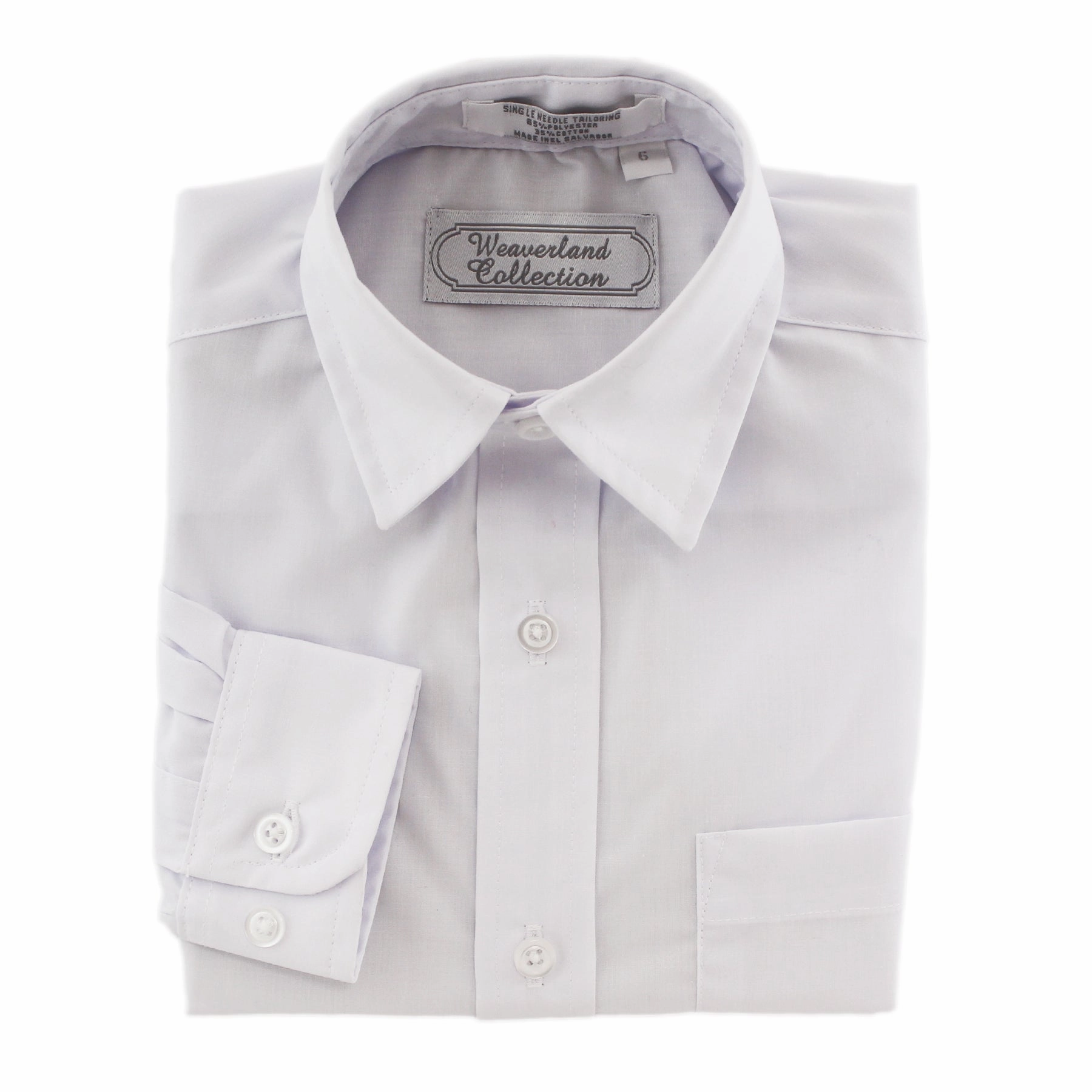Boys' White Dress Shirt- Baby to Youth Sizes Long Sleeve 2186 Reflective accents Thermoregulating Fabric