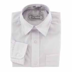 Elegant Cardigan GarmentWashed Softness Boys' White Dress Shirt- Baby to Youth Sizes Long Sleeve 2186