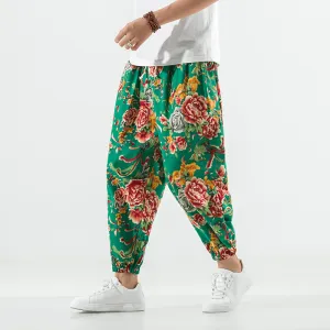 Breathable Cotton and Linen Casual plus Size Crotch Harem Pants Bloomers Movement Ready