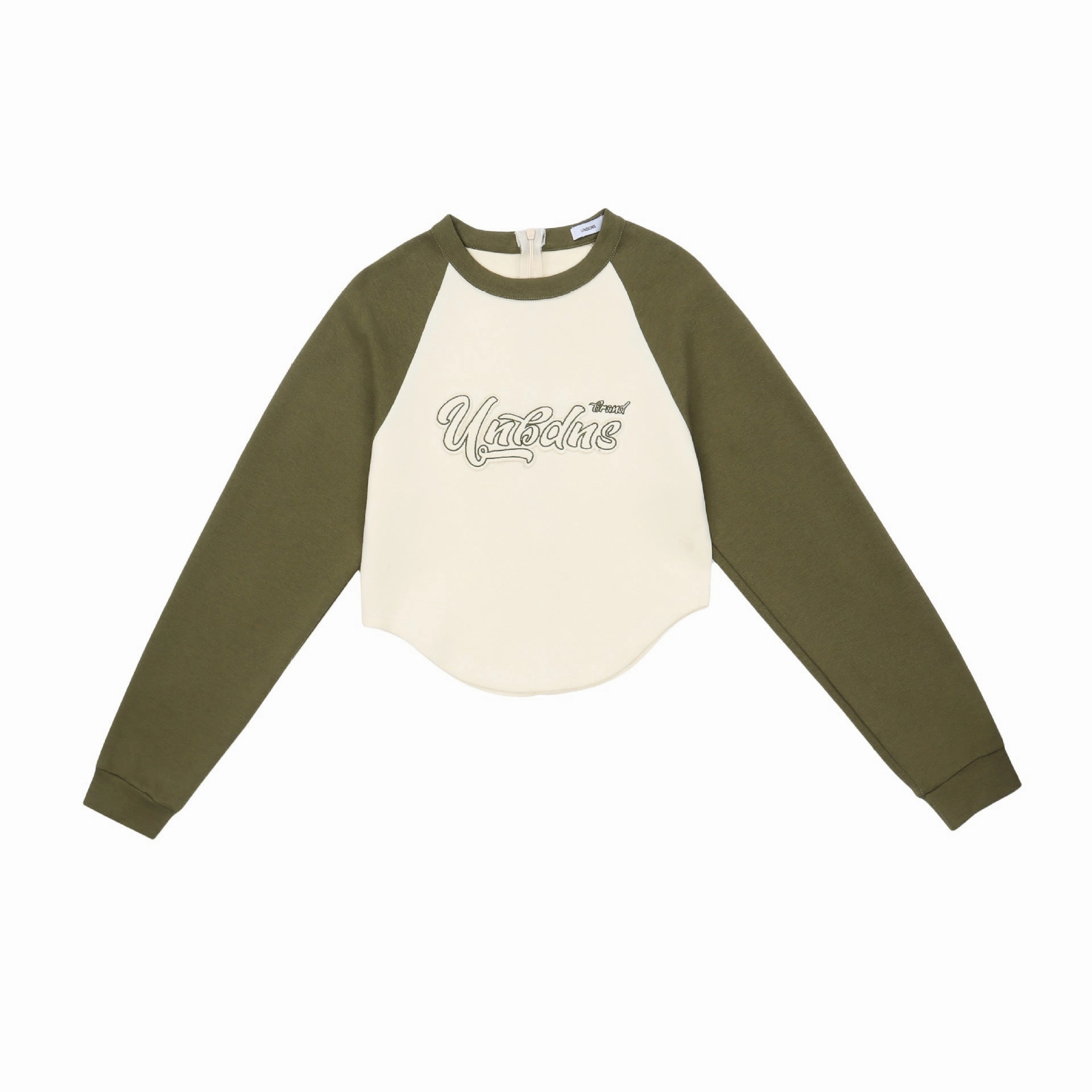 Female Niche Color Block Skinny Letters Short Shipment Long Sleeve Retro Vibe Cozy Wear