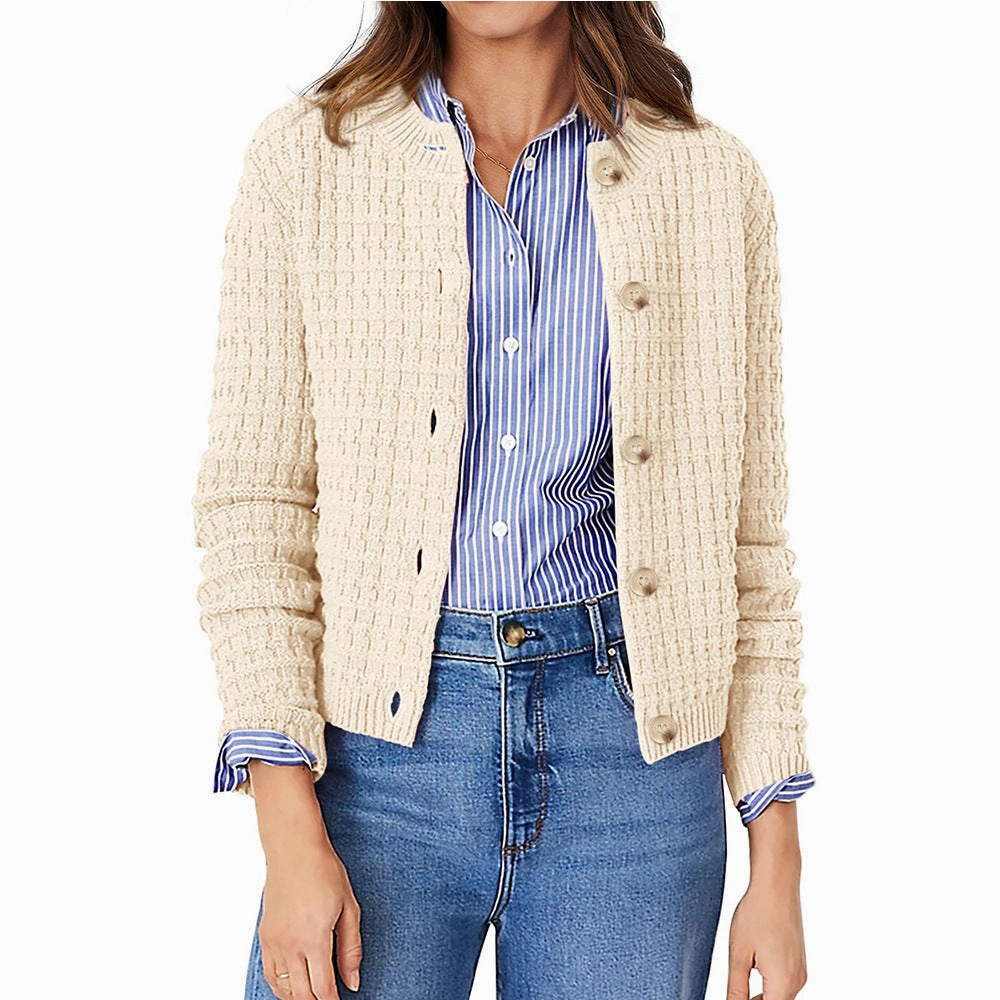 Merino Wool Women's Solid Color Commute Knitted Cardigan Casual Sweater Coat