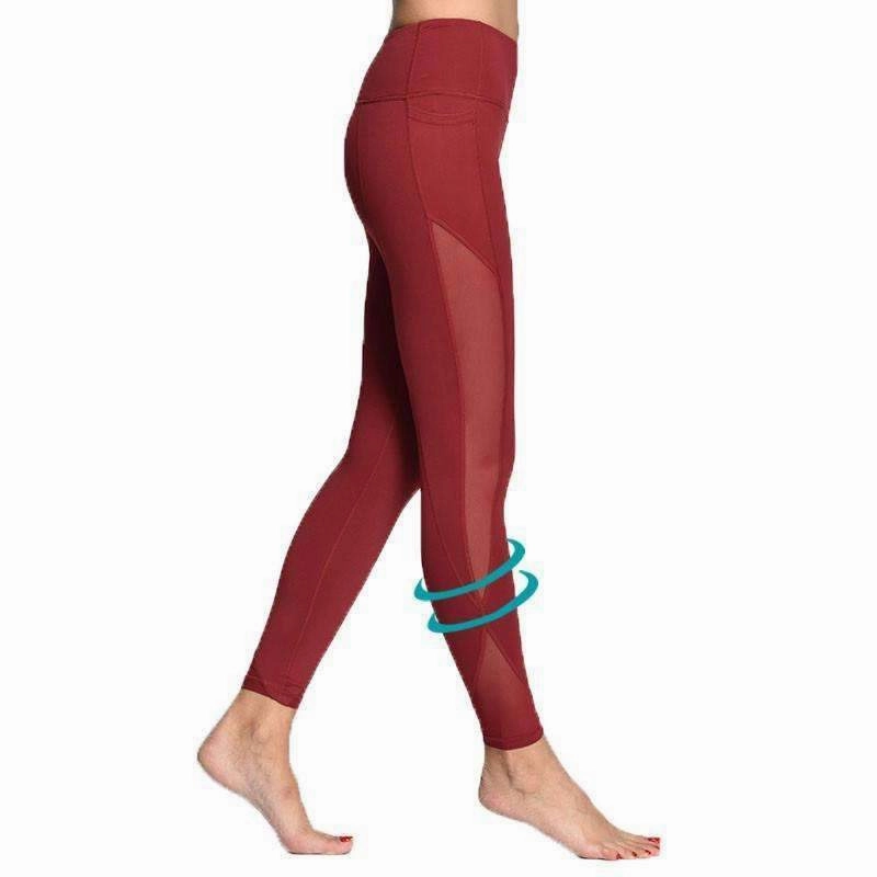 Women Yoga Compression Pants Mesh Leggings Pants Elastic Tights Sexy Yoga Capri with Pocket for Workout Gym Jogging AntiPillingTechnology Weekend Wear