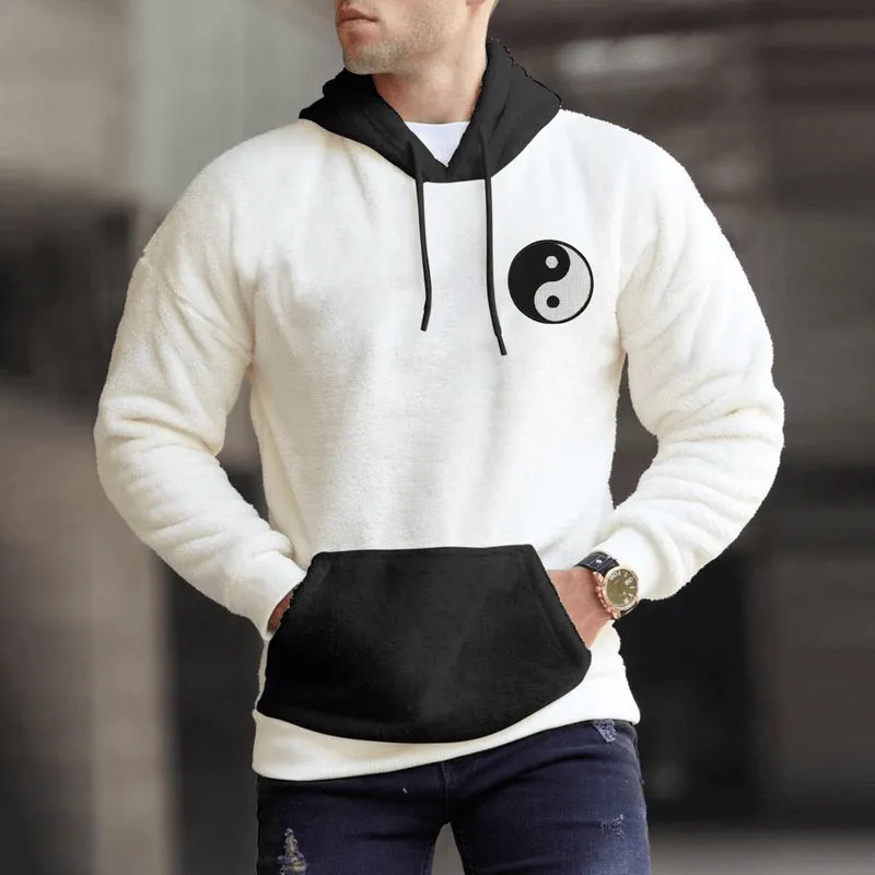 Fall New Men'S Hooded Stitching Loose Sweater Trend product future prospects Light Color