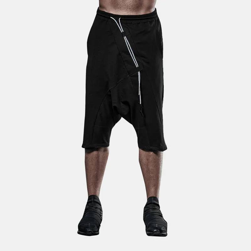 Comfy Layer Men'S Army Green Cotton Shorts Drop Crotch Pants