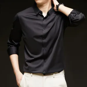 Business Formal Wear Autumn New Black Casual Shirt Lightweight Fabric
