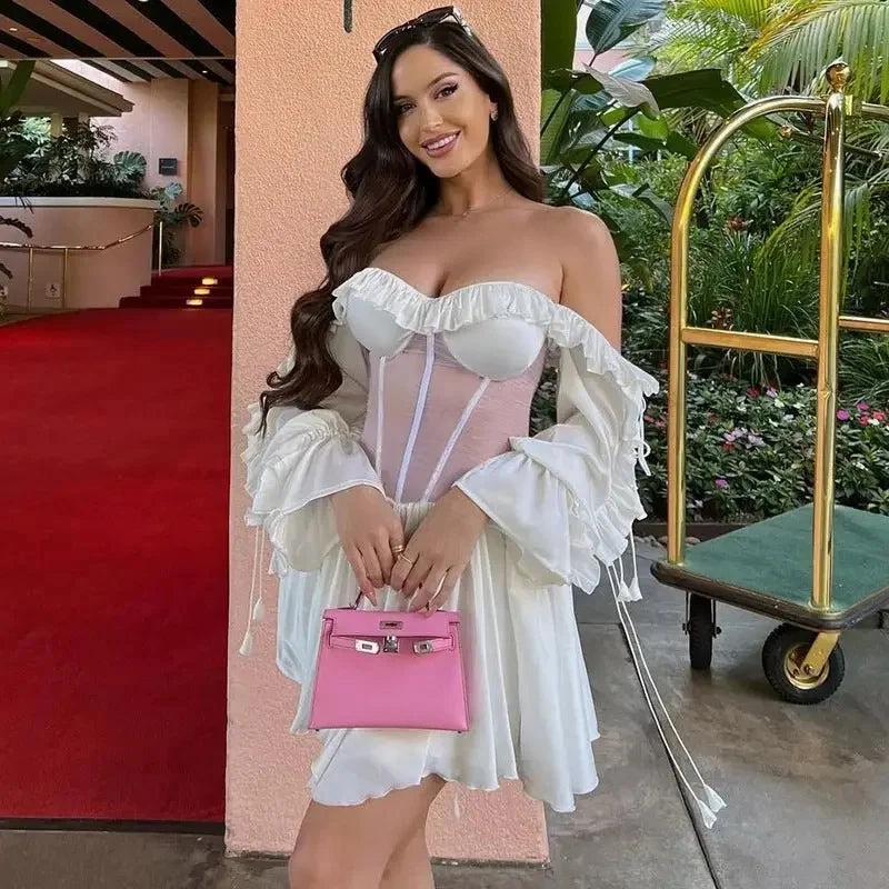 Elegant mesh Waist Summer Dress Quick Evaporating Texture