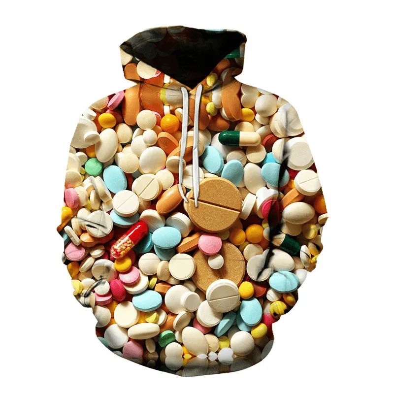 Digital Printed Casual Pullover Hoodie Temperature Regulating Tech