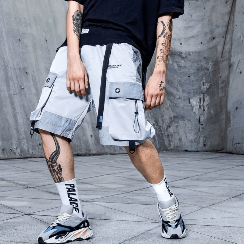 Cargo Shorts Multi-Pocket Five-Point Pants Light Reflective Details