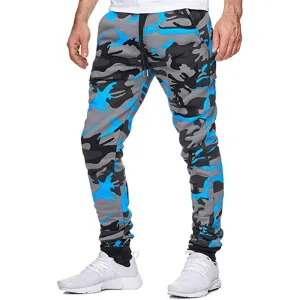 Casual Camouflage Mid-Waist High-Stretch Print Stretch Sports Jogging Pants Slim Silhouette