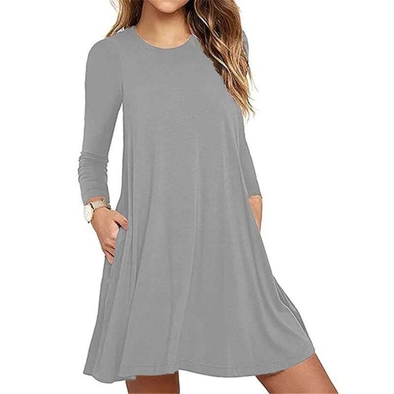 Casual Thin Women's Long Sleeved A-Line Dress Indoor Event