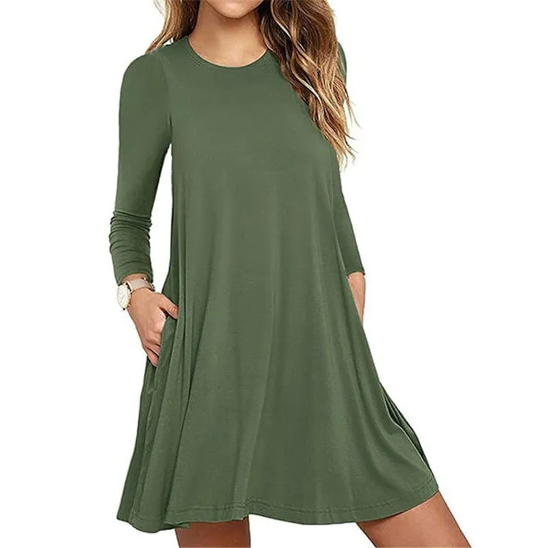 Casual Thin Women's Long Sleeved A-Line Dress Chic beachwear dress