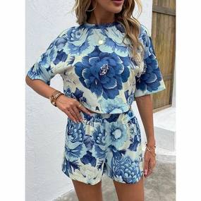 Casual Long Sleeve Tie-dye Loose-fitting Loungewear Two-piece Set Essential Street Bold Youth