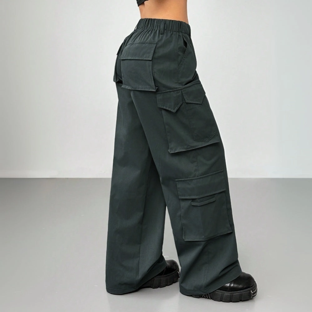Casual Pants Elastic Waist High Waist Wide-leg Workwear Trousers Sport Performance Design Comfortable Leg