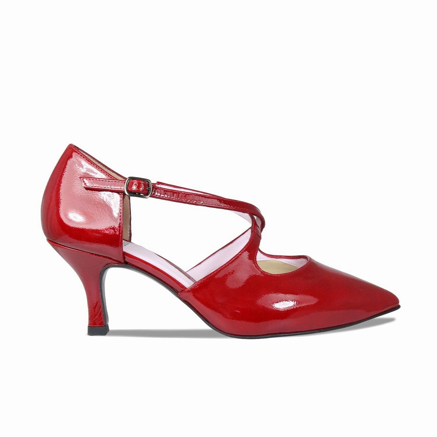 Cecilia: Deep Red Patent Leather Traction Grip Technology