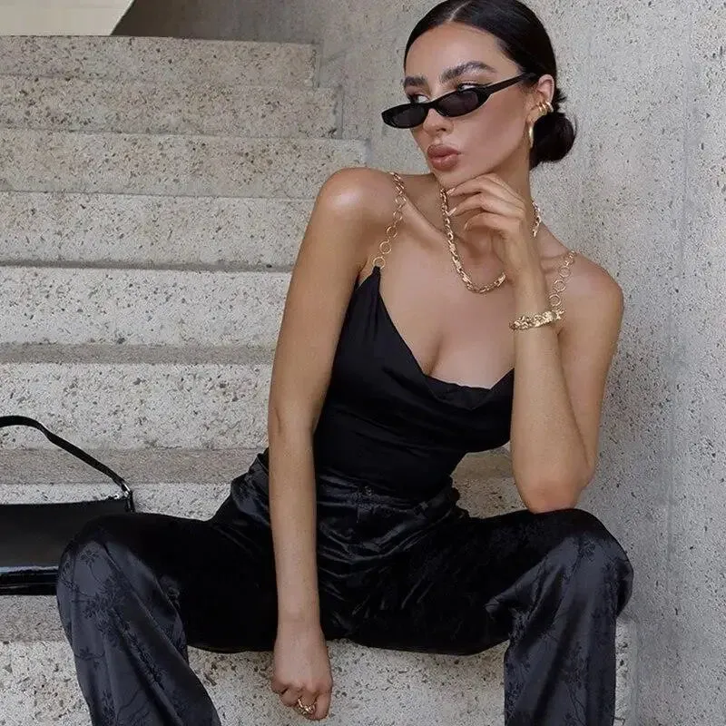 Chain Strap Bodysuit Versatile Scarf