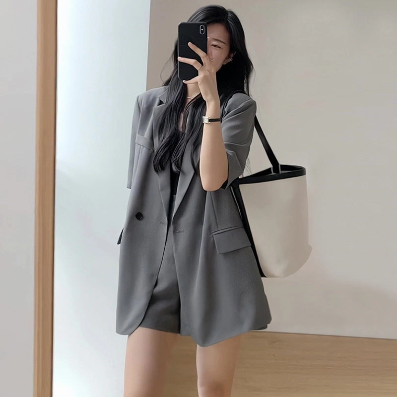 Premium Home Suit Jacket Shorts Suit Casual Loose Two-piece Suit Women
