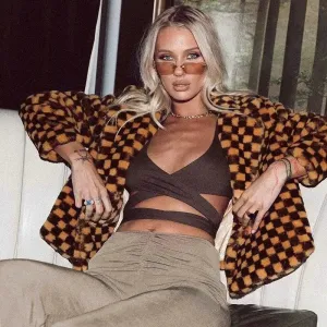 StaticFreeLining Checkerboard Fluffy Coat