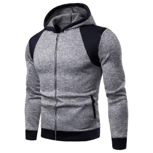 product checkered classicism New Style Men'S Sweater Creative Splicing Sleeve Casual Hooded Men'S Sweater