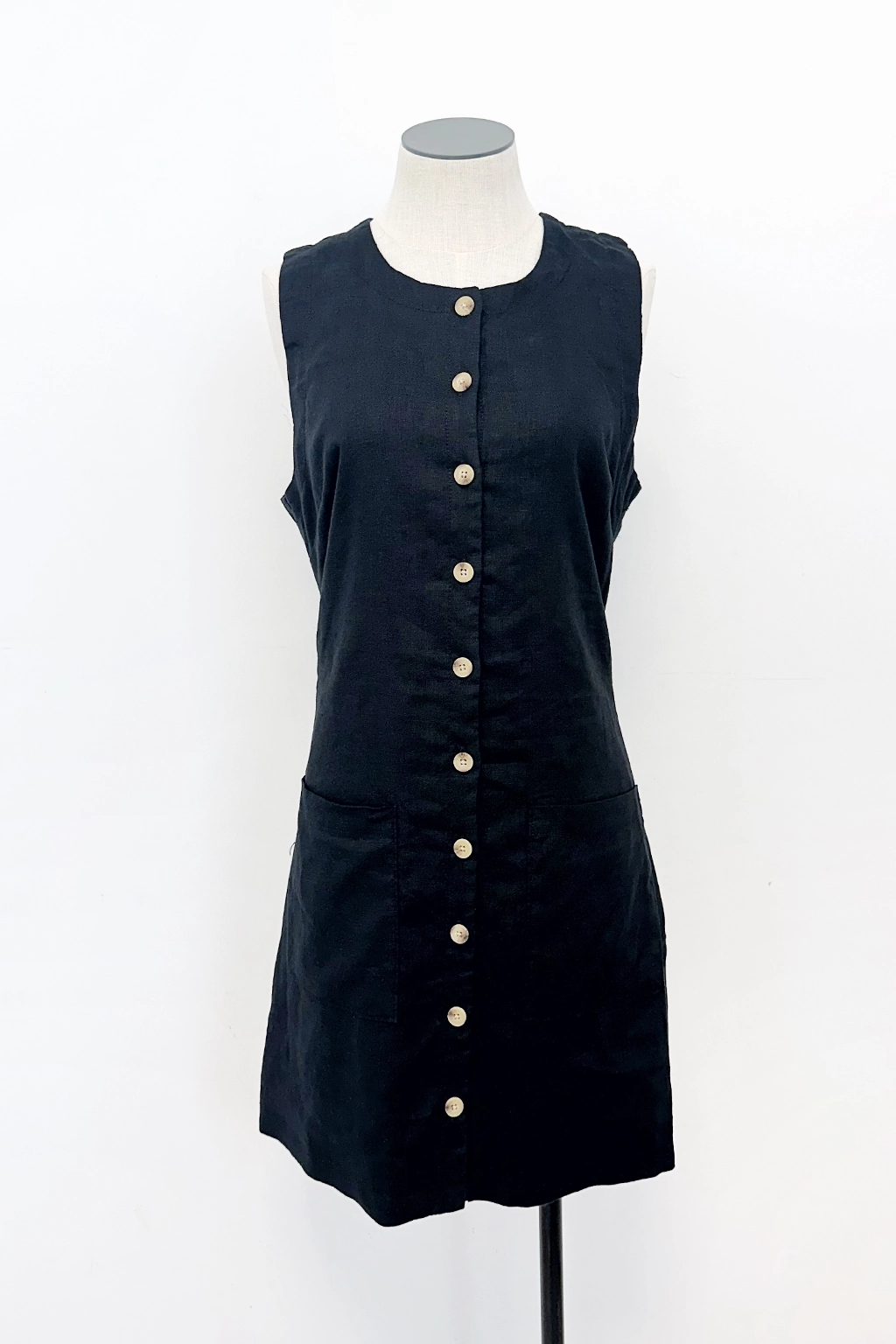 Flap-Detail City Nights Linen Dress