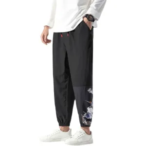 Breathable Design LightweightDesign Chinese Style Men'S Printed Casual Cropped Trousers