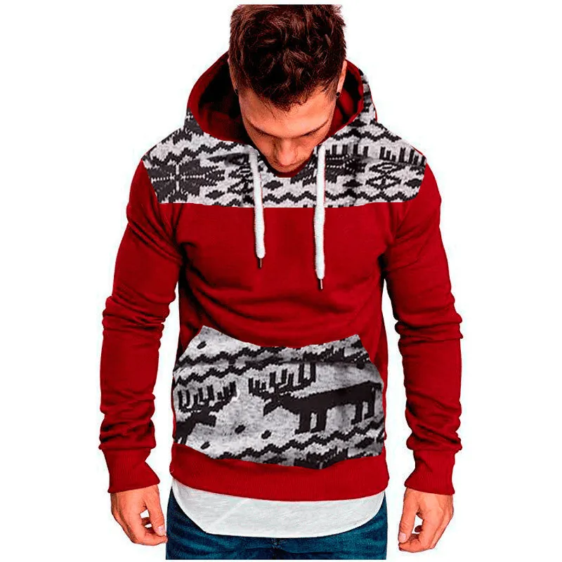 Casual Trend Christmas Fawn Hooded Long Sleeve Slim Sweatshirt